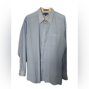 Paul Fedrick Shirt Trim Fit Blue & White Stripe Flip Cuff Button Up Sz 18 36